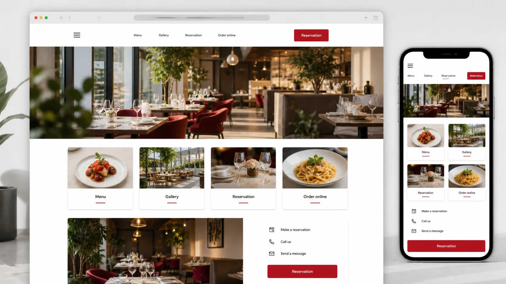 Exemplu modern de site de prezentare pentru restaurant